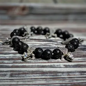 Gator and Lava Rock Bracelet – Fierce Spirit & Grounded Strength