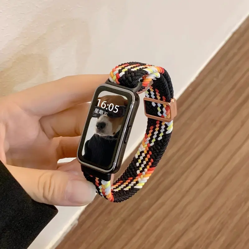 Braided Rose Gold Magnetic Buckle Strap - Black Ra