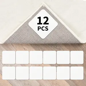 Rug Tape for Hardwood Floor, 12 count  Non Slip Rug Pad for  & Office,  Free No  Rug Tape Keep Your Rug in Place & Make Corner Flat