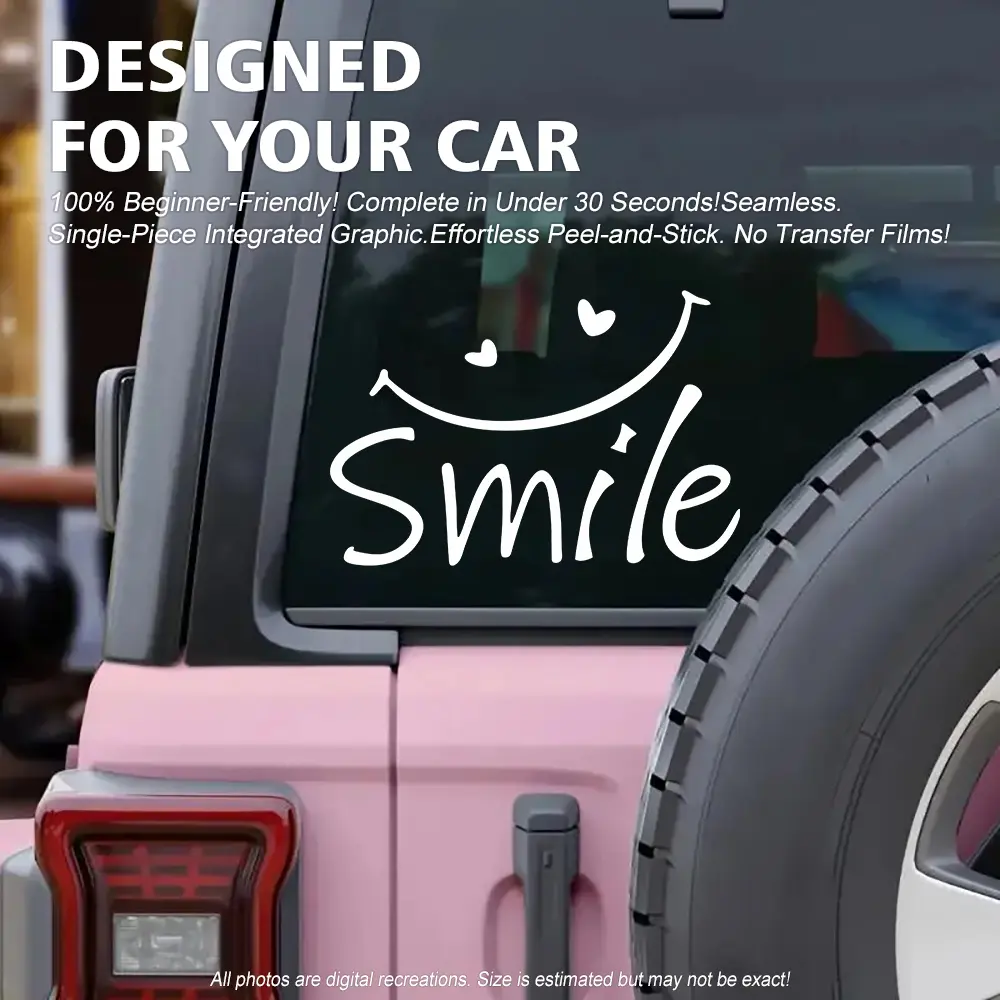 smiley face auto accessories,happy quote window decal,cute heart truck bumper sticker,positive vibe laptop decal,aesthetic jeep accessories,camper rv window decor,motivational female car decor,Y2K girl sticker,luggage decal backtoschool