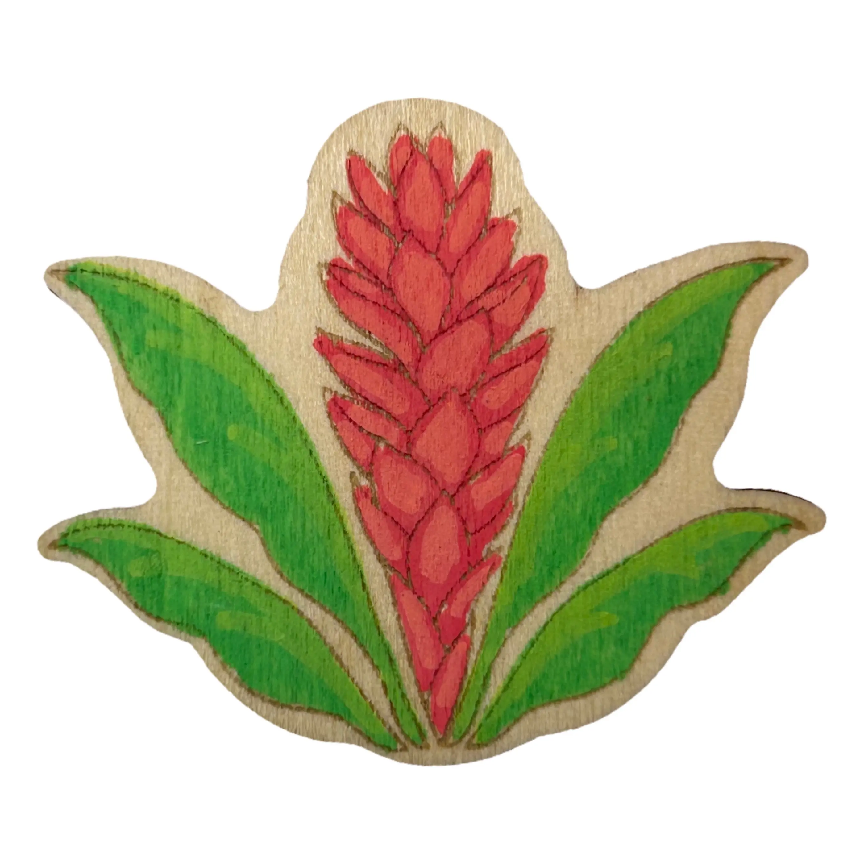 Ginger Plant - Wooden Lapel Pin & Magnet