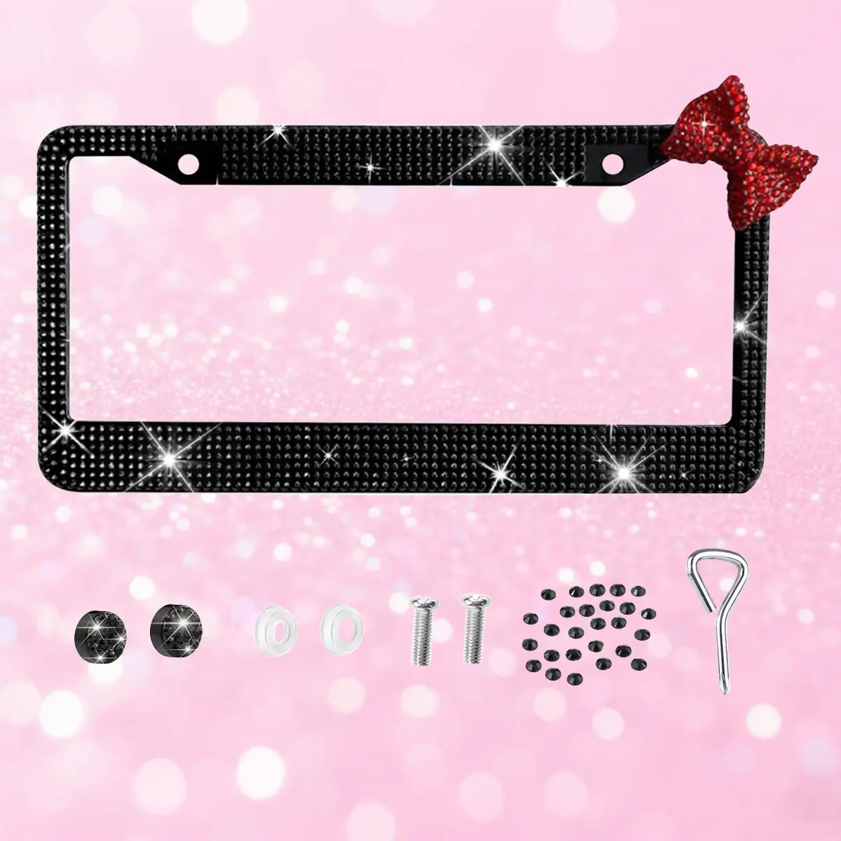 Round Hole Black + Big Red Bevel Bow
