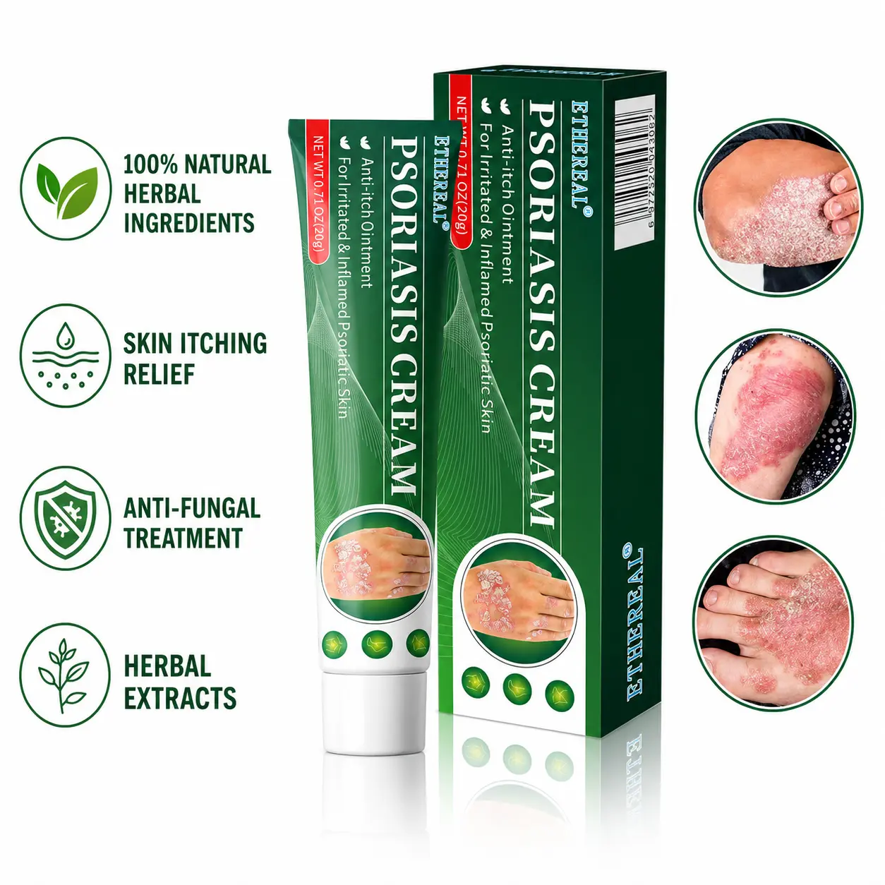 Cream for Psoriasis & Eczema, Natural Herbal Soothing Cream  – Best Gift,Herbal Relief for Dry, Itchy, Sensitive Skin , Anti-Bacterial Skin Defense (Hydrating, Safe for All Ages | 20g) Treatment