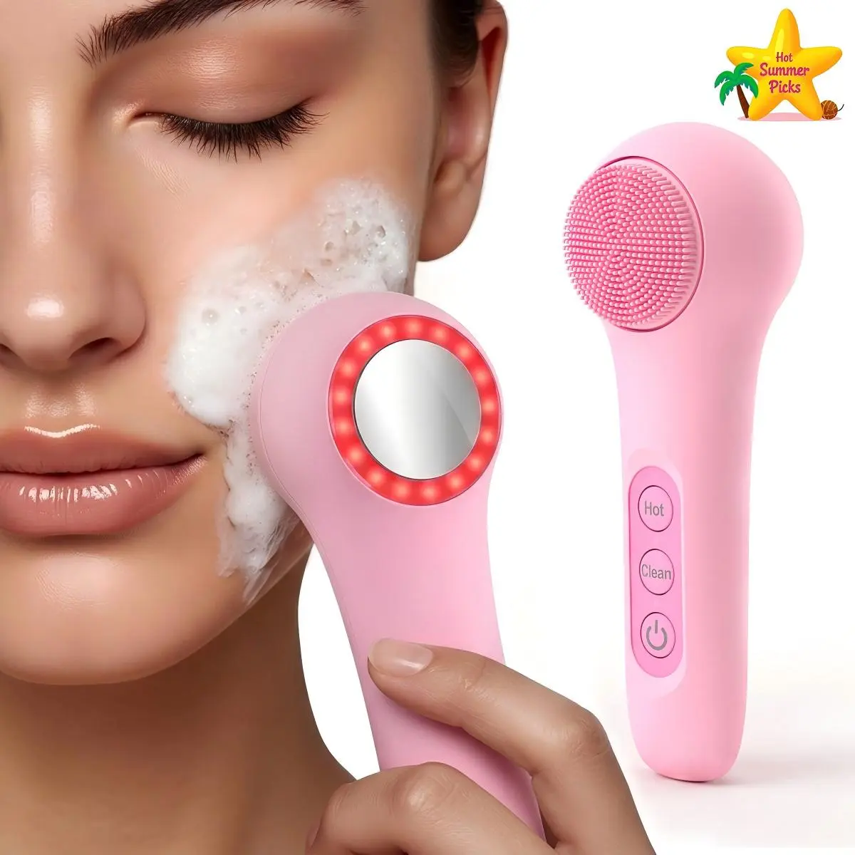 Antibacterial Facial Cleansing Brush - 2-in-1 Cleanser & Skincare Absorption Tool for Deep Pore Cleansing, Blackhead Growth Reduction, and Enhanced Skincare Effectiveness