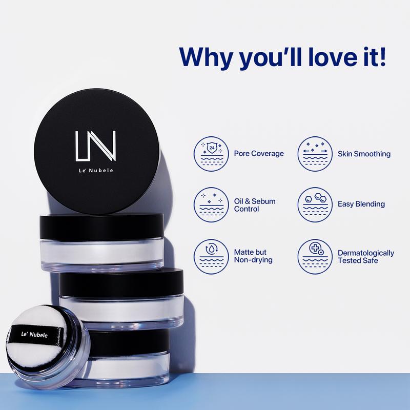 [Le Nubele] AZULENE FACE COVER FIXING POWDER | Translucent Setting Powder | Pore-Blurring + Matte Finish | Hybrid Skincare-infused Makeup | Korean Makeup | 0.35 fl. oz