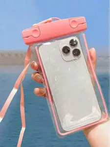 Large Pink  Floating Waterproof Phone Bag,  Transparent Touch Screen Waterproof Phone Case: Swimming And Diving Sealed Bag All Phones, Suitable Fo Travel, Swimming, Snorkeling, Cruise, Water Park And Other Essential Accessories For Vacation Travel