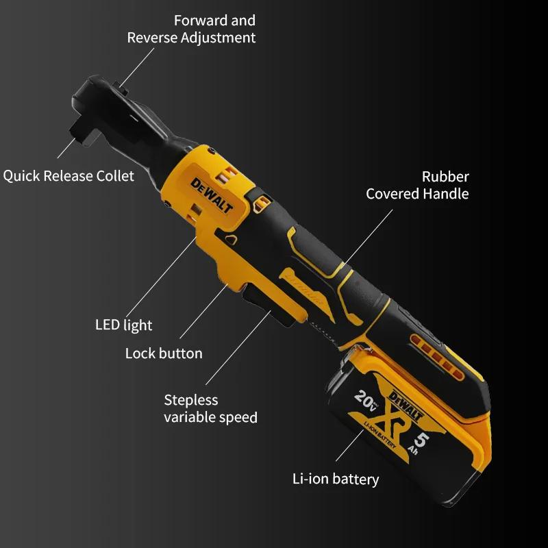 DEWALT DCF512 Ratchet Right Angle Cordless Wrench – Brushless Motor, Variable Speed, LED Light (Battery-Powered)