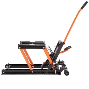 Steel Hydraulic Motorcycle Jack Stand, 1500 LBS ATV Scissor Lift Jack, 4.7"-15" Scissor Lift Jack Stand with 4 Wheels, Hydraulic Foot-Operated Hoist Stand for Motorcycle ATV UTV Powersports