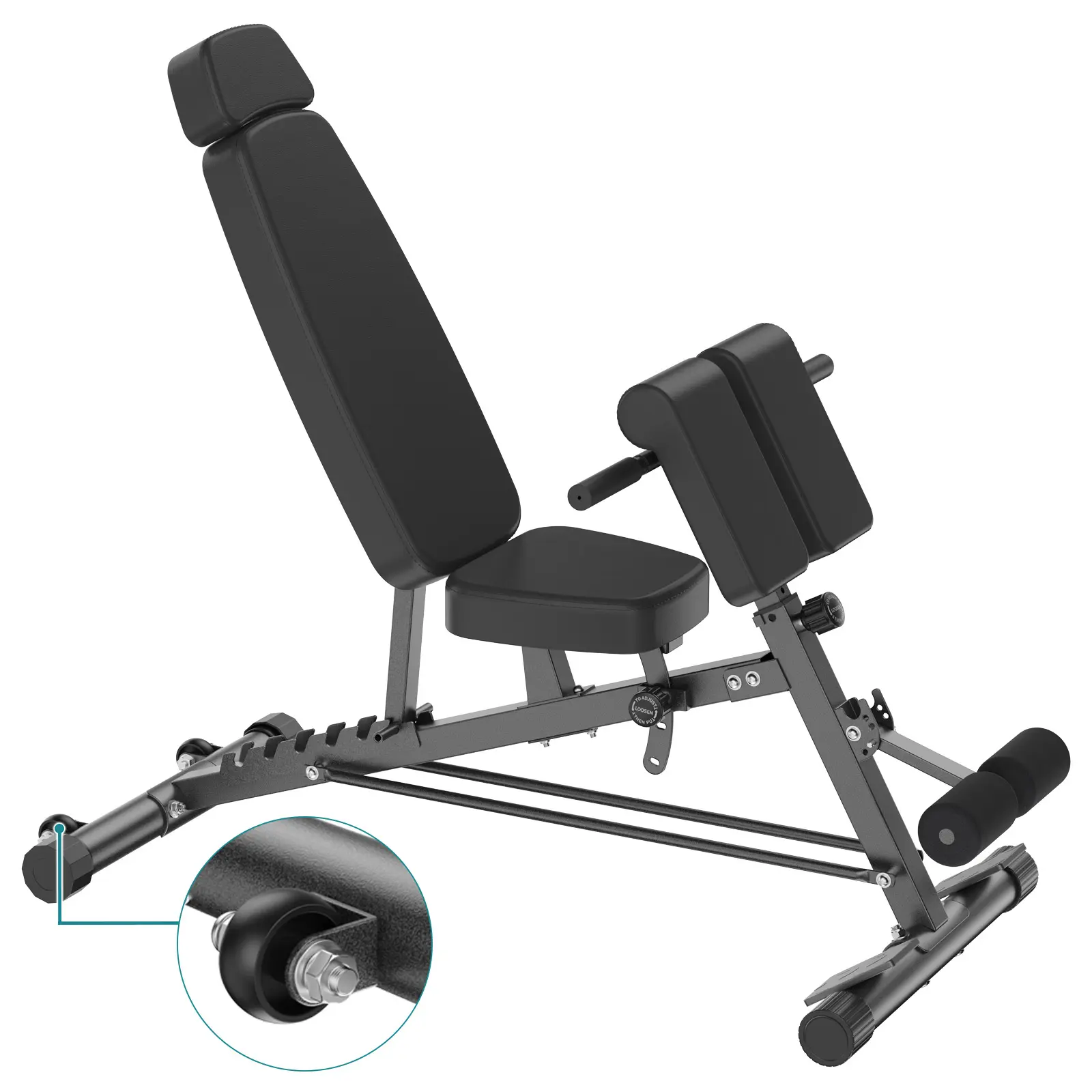 Adjustable Weight Bench, 660 LBS Workout Bench Press with 2 Wheels | Heavy Duty Chest Press Machine for Home Gym with Hyper Back Extension, for Incline Decline Sit Up Flat