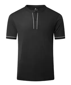 WENTTUO Collarless Golf Shirts for Men - Mens Polo Shirts Short Sleeve Moisture Wicking Performance Casual Henley Shirts Black 3X-Large