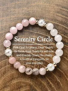 Bohemian Style Love Bracelet, Rhodochrosite, Jade, Rose Quartz Crystal Trust & Harmony Jewelry Gift for Women, Peace, Friendship