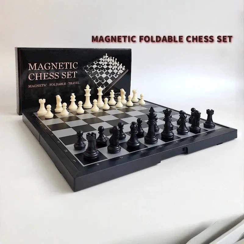 Portable Magnetic Chess Set - Foldable Chess Board with Strong Magnetic Pieces, Travel Friendly Strategy Game for All Ages Versatile Paper Movie Prop umbra home