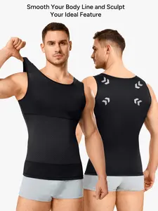 【LIVE】Nebility Men's Tummy Control Shapewear Tanktop - Sleeveless High Elasticity Breathable, Waist Chest Compression Vest Athletic Workout Clothing