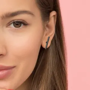 Female Minimalist Long Straight T-pole Stick Earrings