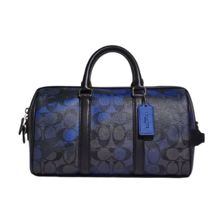 Coach Venturer 27 Classic Monogram Camouflage Print Leather Travel Shoulder Bag for Men in Black and Blue Durable Duffels High Quality Bag