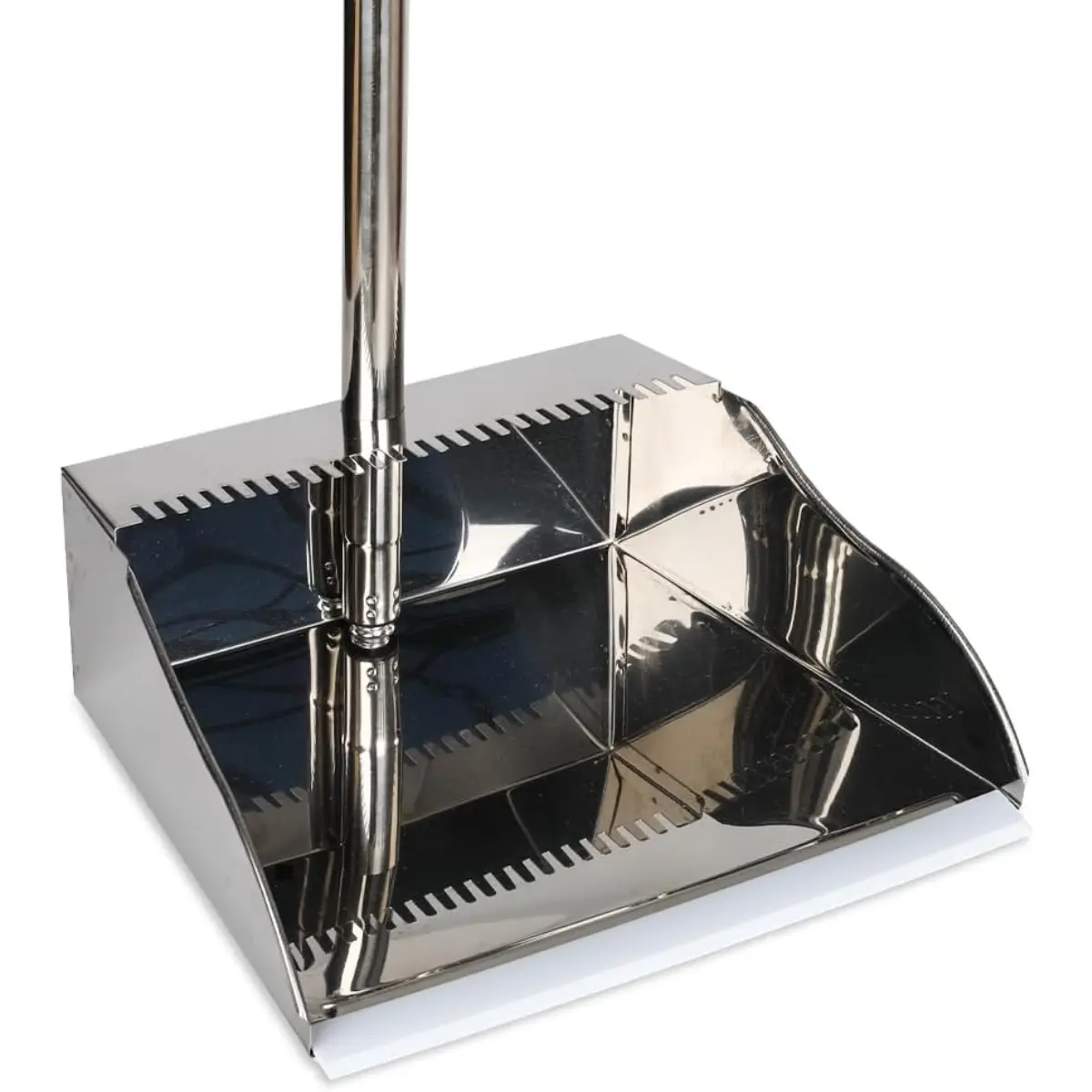 Stainless Steel Metal Rubber Broom and Dustpan Set - Heavy-Duty, Adjustable Upright Dustpan with Handle for Home, Office Cleaning