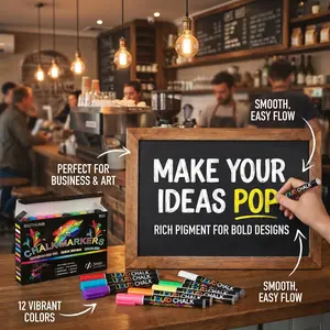 12-Color Liquid Chalk LED Drawing Pen, Dust-Free Erasable Water-Soluble Chalk, Glass Marker, Blackboard Whiteboard Fluorescent Pen