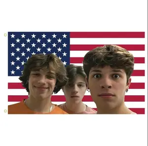 Triplets USA flag 3x5 Ft Outdoor Indoor,Chris Sturnilo Iconic American flag Tapestry for College Dorm Man Cave Bedroom Living room wall Decorations