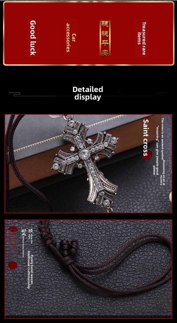 Alloy Crystal Diamond Car Pendant Peace Cross Interior Rearview Mirror Decoration Car Accessories