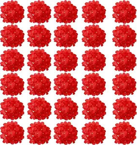 No Stems 32 Pcs Silk Hydrangea Heads Artificial Flowers Hydrangea Fake Flowers Heads No Stems for Home Décor (Red)