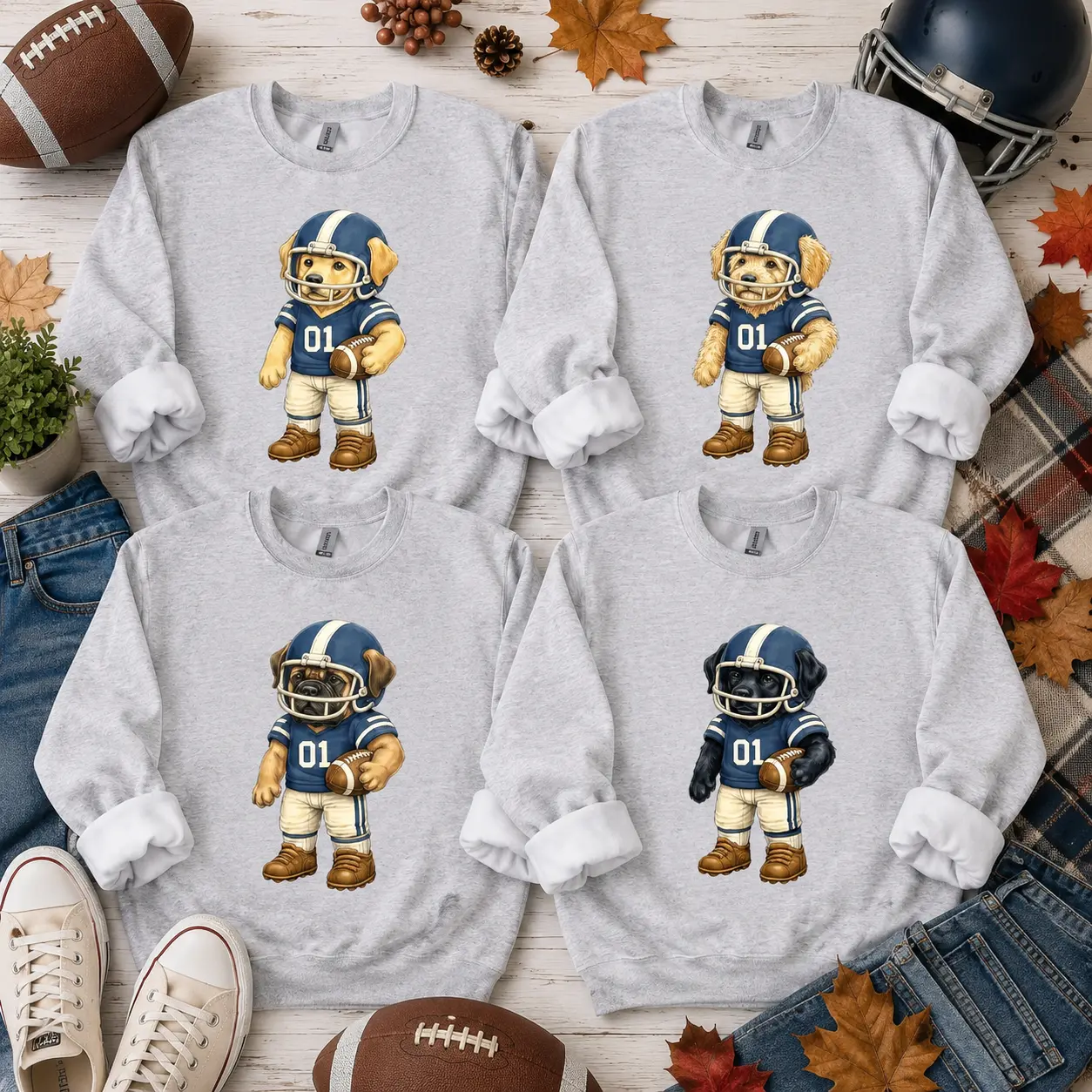 Game Day Dog Sweatshirt, Funny Football Dog Crewneck, Cute Puppy with Game Day Sunglasses Shirt, Football Season Pet Lover Sweater, Fall Sports Gift for Dog Mom Dad – DarkFlex