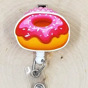 Doughnut Retractable ID Badge Reel | Donut Baker Bakery Fast Food Diner Chef Cook | Teacher Nurse Medical Hospital Badge Holder