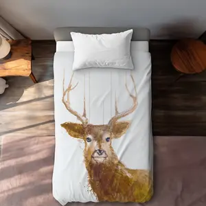 360 stand Twin Extra Long Abstract Deer Decorative Duvet Cover - Animal Theme, Modern Art Printed Face, Microfiber Bedding, Stylish Bedroom Home Decor, Comfortable Duvet Covers, Graphic Duvet Covers