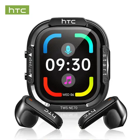 HTC NE70 Wireless Earbuds - Bluetooth 6.0, Lightweight In-Ear, IPX5 Sweat Resistant, Smart Tap Call Control, Built-In Mic, Isolated Sound, Noise Cancellation, 20kHz Support, No Jack, Compatible with Cellphones & Laptops for Office, Sports