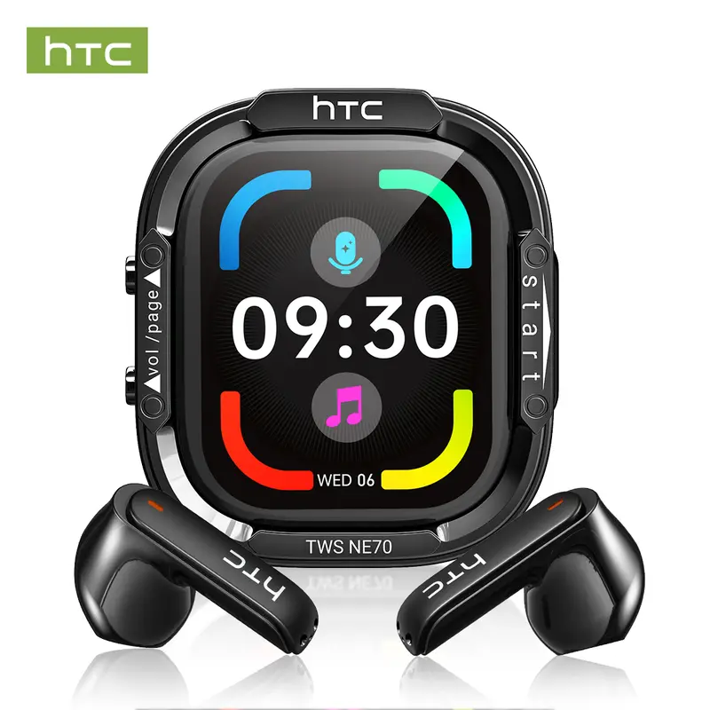 HTC NE70 Wireless Earbuds - Bluetooth 6.0, Lightweight In-Ear, IPX5 Sweat Resistant, Smart Tap Call Control, Built-In Mic, Isolated Sound, Noise Cancellation, 20kHz Support, No Jack, Compatible with Cellphones & Laptops for Office, Sports