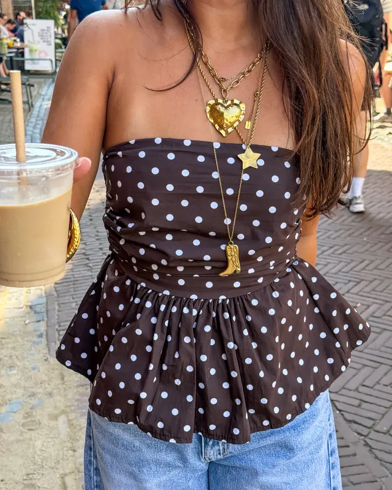トップス BEEDEN DOTS SCARF NECK TOPS トップス BEEDEN DOTS SCARF NECK TOPS Chiffon top with polka-dot