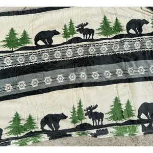 Queen Bear Moose Aztec Blanket Thinner Style
