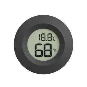 Round embedded electronic temperature and humidity meter, acrylic box thermometer, electronic temperature gauge for pets and reptiles