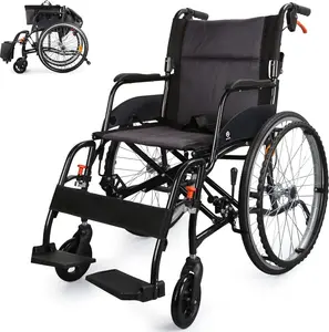Wheelchairs for Adults, WHLICKS Premium Comfortable Transport Wheelchair Lightweight Foldable，25lb Portable Transfer Chair for Seniors with Swing-Away footrests and Anti Tipper, 264lb Capacity