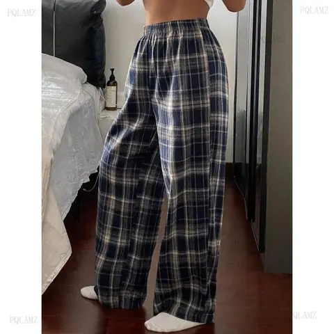New2025Plaid Elastic Waist Casual Loose Comfortable Homewear Pants(Gift)11