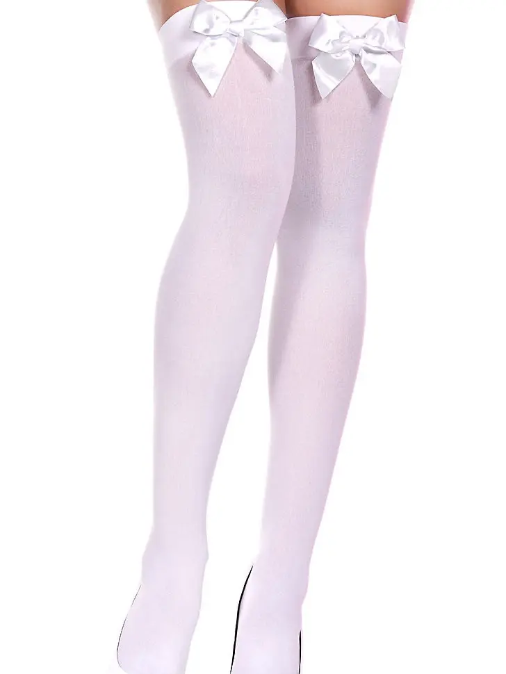 ENVY BODY SHOP Opaque Thigh High with Satin Bow, One Size