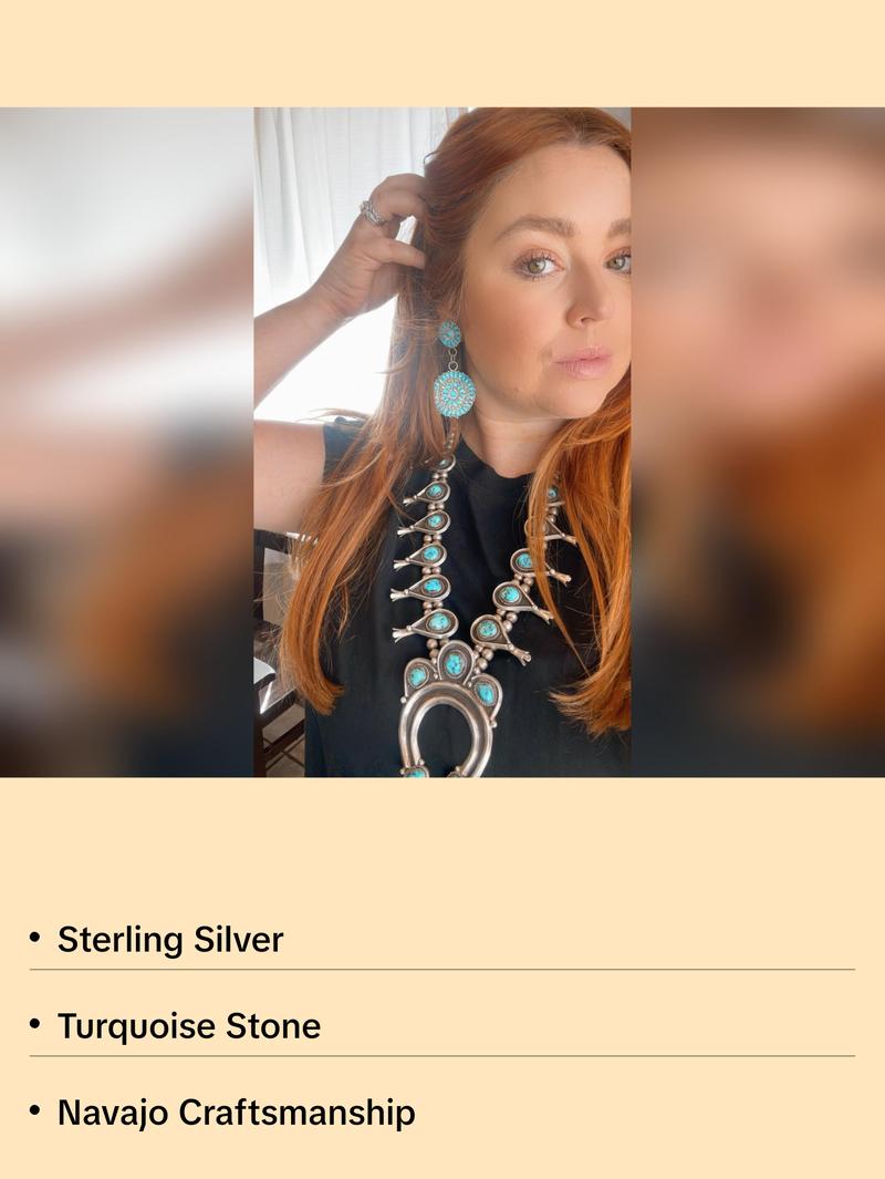 Navajo Sleeping Beauty Turquoise Sterling Silver Dangle Earrings