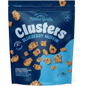 Nature’s Garden Blueberry Muffin Clusters, 32oz Pouch – Big Chunky Nut & Oat Bites with Cashews, Almonds, Chia & Real Blueberries – Gluten-Free and Kosher Snacks for Adults & Kids