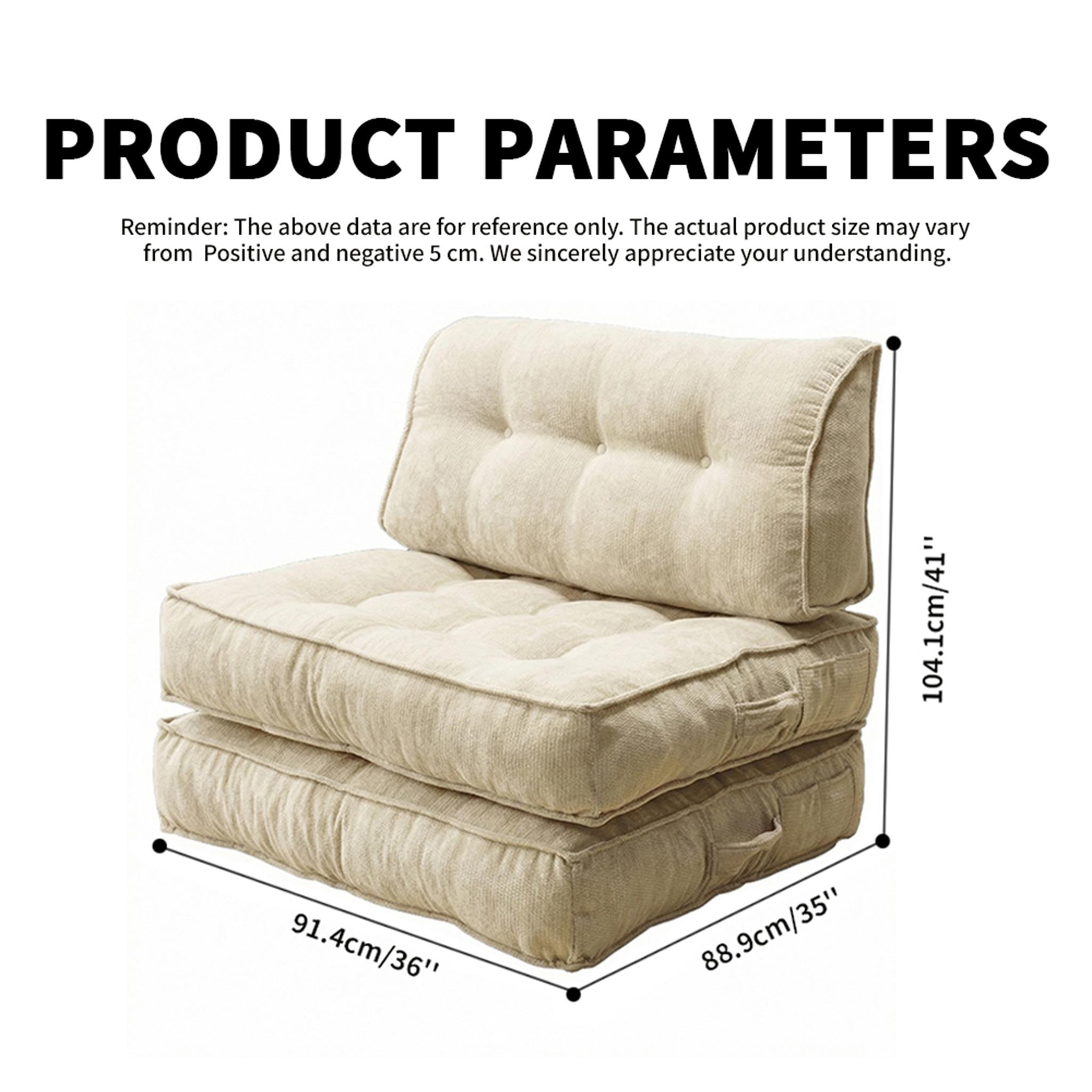 Single lazy sofa, small folding sofa bed with soft package for deep seat wrapping, boneless sofa in living room and bedroom, no need for assembly