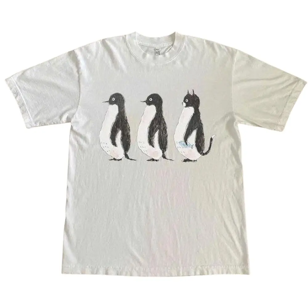 The Funny Penguin Cat Shirt, Cute Animal Graphic Tee, Whimsical Penguin T-Shirt, Animal Lover Gift Shirt, Gift for Men, Gift for Women, Crew Neck T-shirt, Trending T-shirt