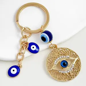 Turkish-Inspired Blue-Eye Devil’s Eye Keychain  Diamond-Encrusted Tasseled Bag Pendant for Protection & Good Luck  Stunning Accessory for Fashion, Bags, and Daily Use