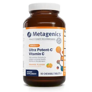 Metagenics Ultra Potent-C Chewable - 250 mg Buffered Vitamin C with Bioflavonoids, L-Lysine & L-Cysteine - Immune & Antioxidant Support - Non-GMO, Gluten-Free - Natural Orange Flavor - 90 Tablets