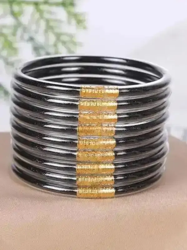 9-Piece Jelly Bangle Set for Women, Solid Color Fashion Jewelry Party Daily Wear Gift Girlfriends Stylish Classy Great Sophisticated Timeless Look Essential Elegant Refined Luxury Style Stunning Versatile Exquisite