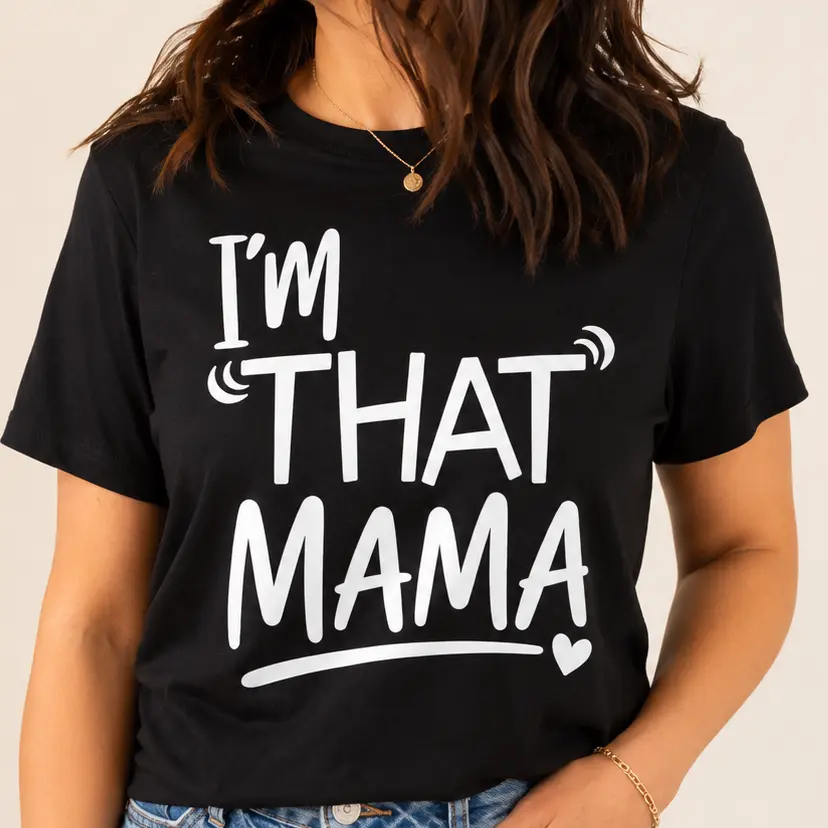 Women's 200GSM Spandex-Cotton Comfortable Short-Sleeve T-Shirt - "I’m That Mama Fit" Printed Graphic Sleeve Shirt (Targeted for Mamas)