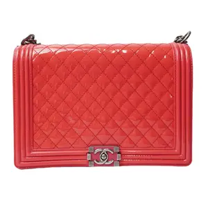Pre-owned CHANEL patent Shoulder Bags Quilted Large Boy Flap