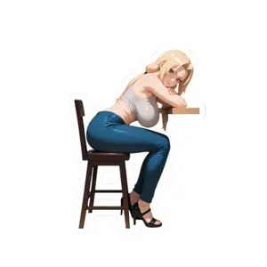 Tsunade Blonde Woman Sitting on Stool sticker | Kiss-Cut Sticker