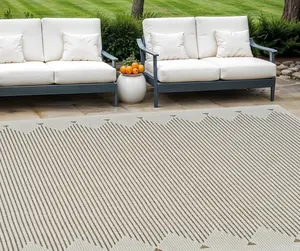 212 MAIN 558762 Durable Area Rug, Modern 6x9 ft. Rectangle Geometric Distressed Water-Resistant Machine-Woven Indoor/Outdoor Rug, Beige & Brown, Ideal for Patio/Pool, Durable Area Rugs