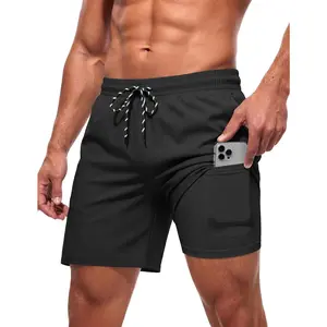 2 in 1 Mens Swim Trunks 7 Inch Quick Dry Board Shorts Beach Swim Shorts Bathing Suit with Compression Liner(Gift)