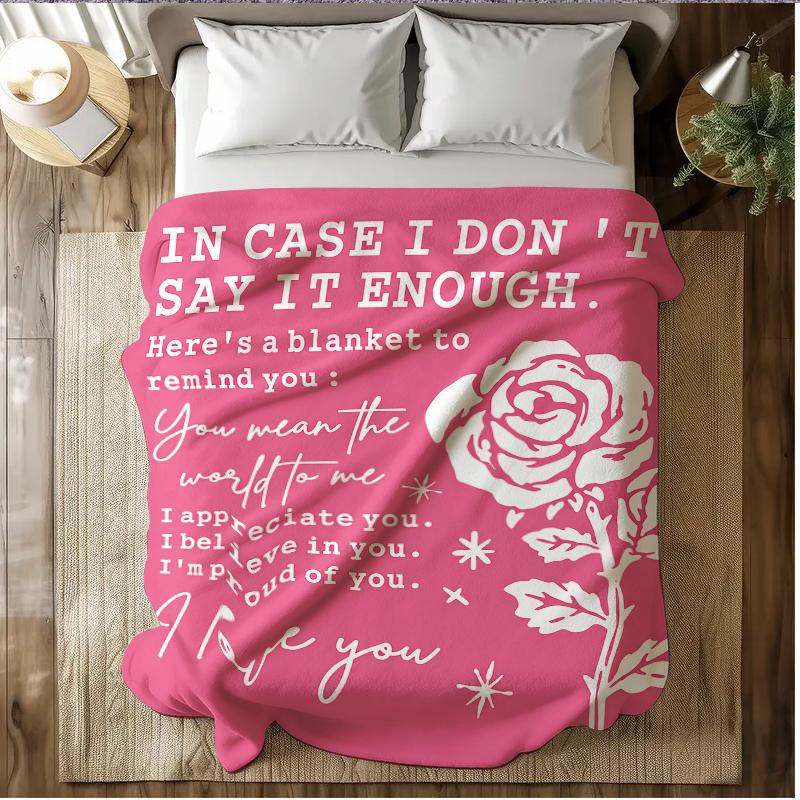 Countdown Sale! Gifts for Her, Anniversary Birthday Gifts for Girlfriend, Wife, Romantic Pink Blanket，A warm nap blanket，Applicable throughout the four seasons，with Rose Print, I Love You Gifts for Her, Wedding, Valentines Day Gift, Soft Throw Blanket