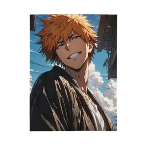 Kurosaki Ichigo Bleach Fleece Blanket Throw Soft Cozy Plush Blanket For Couch Sofa Bed Best Christmas birthday Gift
