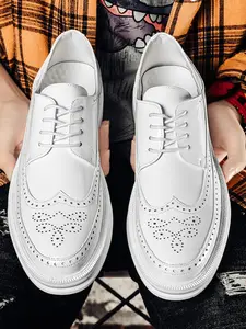 Men's Fashionable Brogue Decor Lace Up Dress Shoes, Casual Pointed Toe Comfortable PU Leather Shoes for Daily Wear, Fashion Shoes for Party, Daily Clothing Decor, Boy